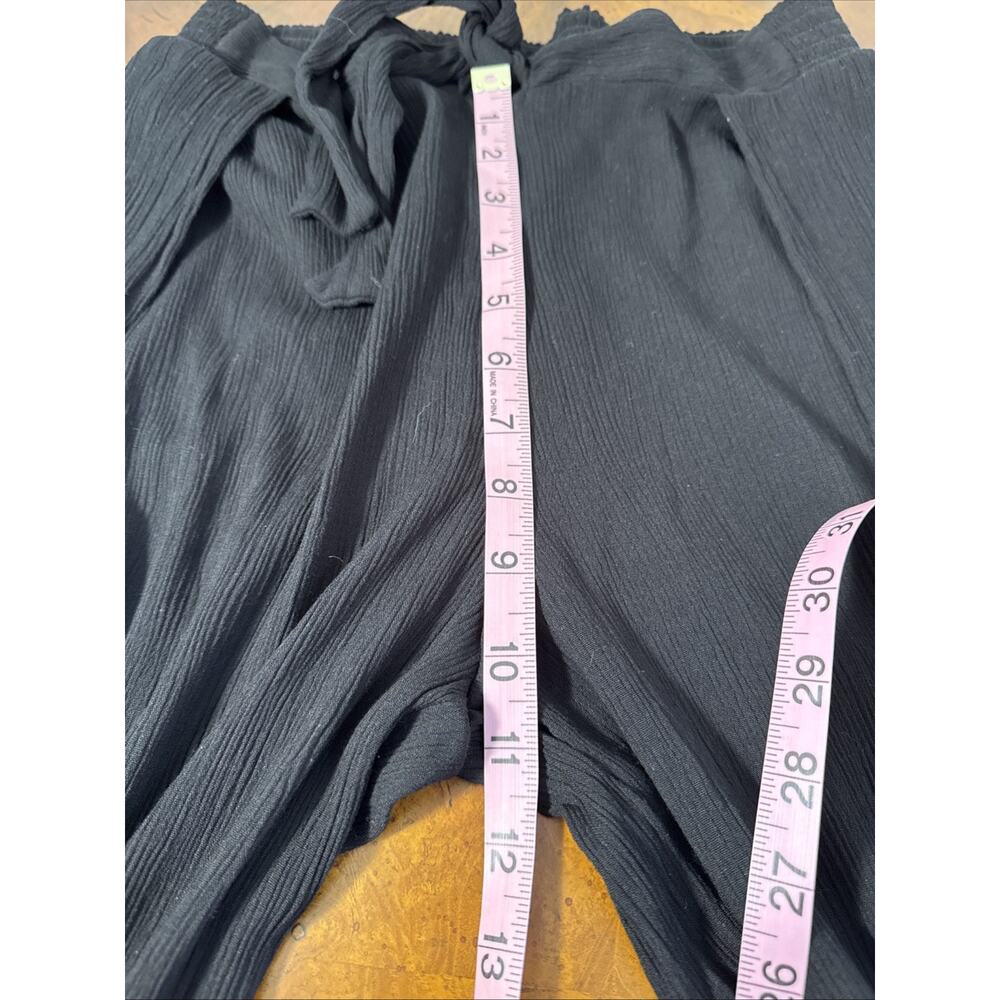 KONA SOL Black Tie Front Side Slit Swimsuit Cover Pants Medium Gauzy Vacay Pool - Picture 9 of 10